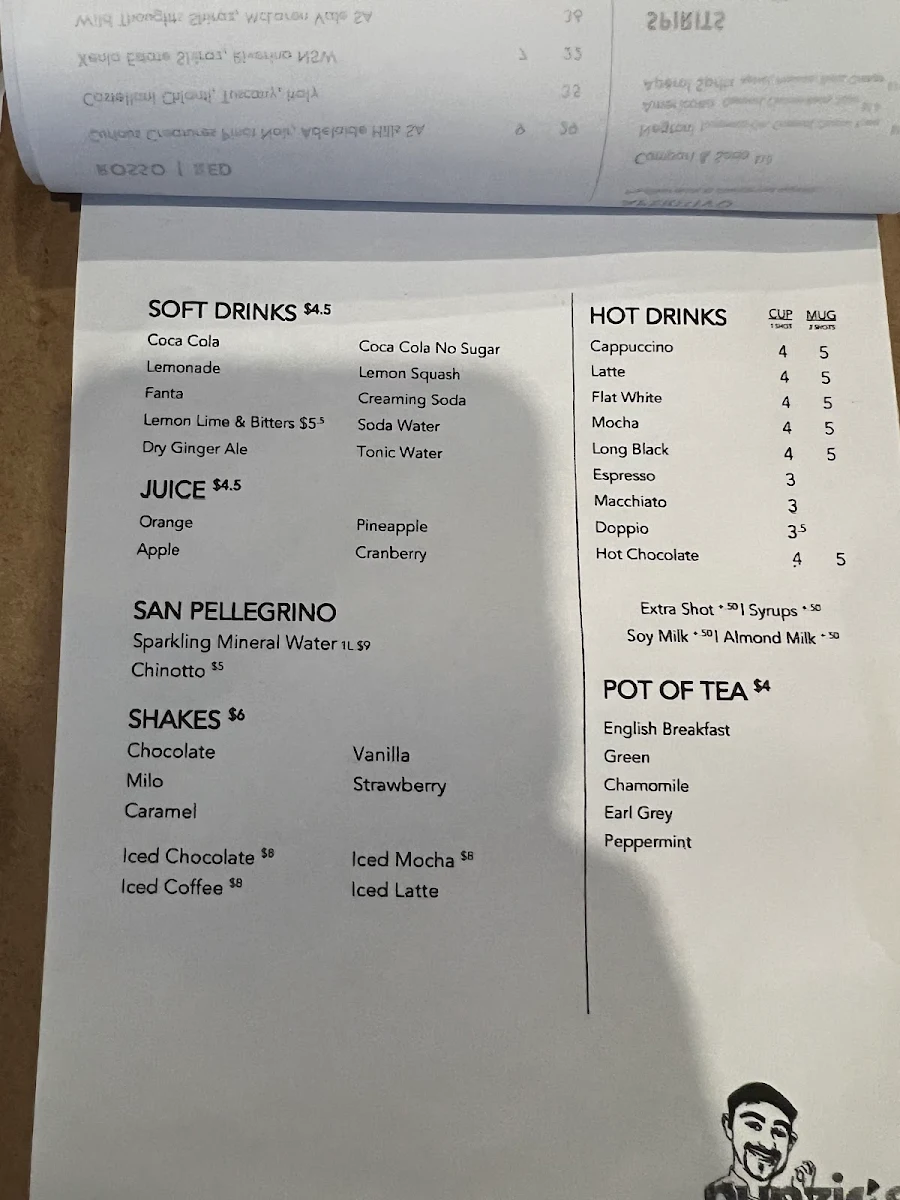 Menu, Nunzios Italian