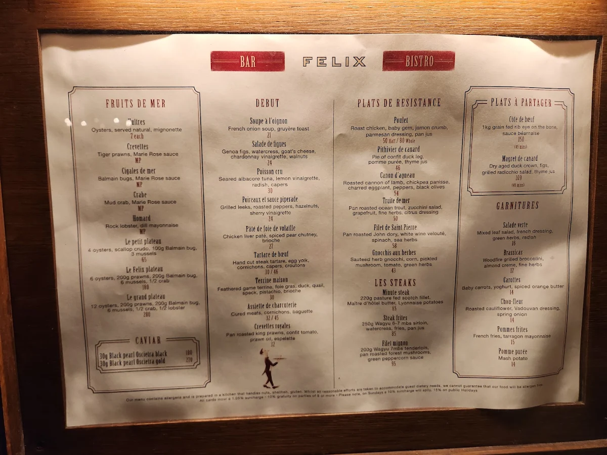 Menu, Little Felix