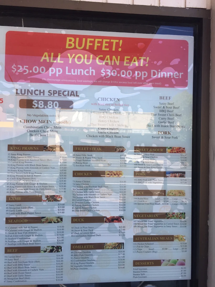 Menu, Wing Garden Asian Restaurant