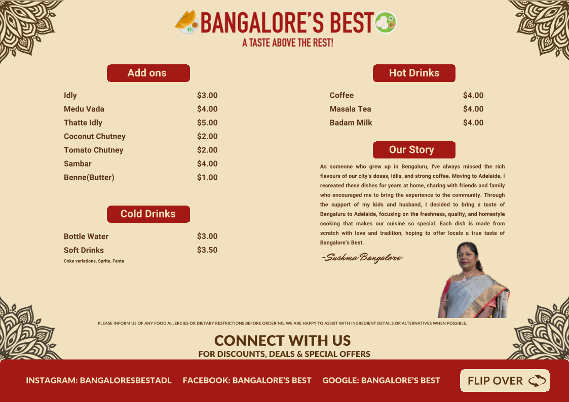 Menu, Bangalore's Best