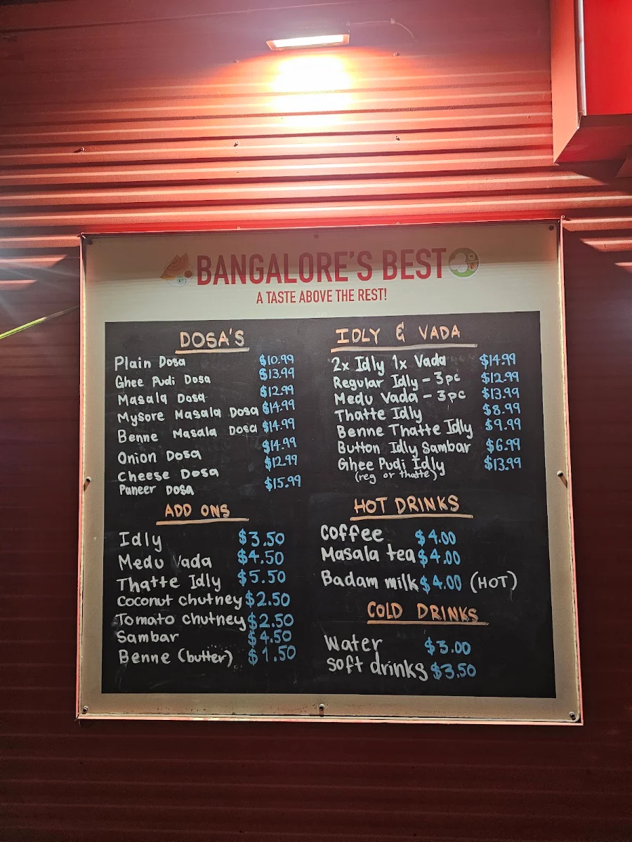 Menu, Bangalore's Best