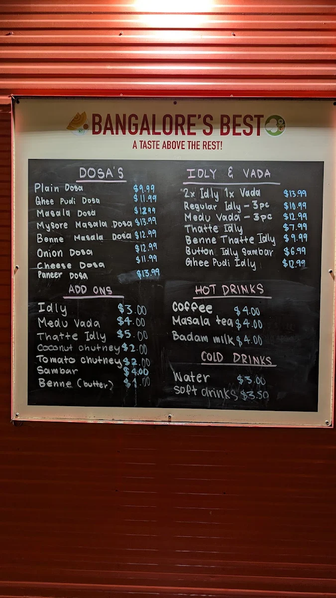 Menu, Bangalore's Best