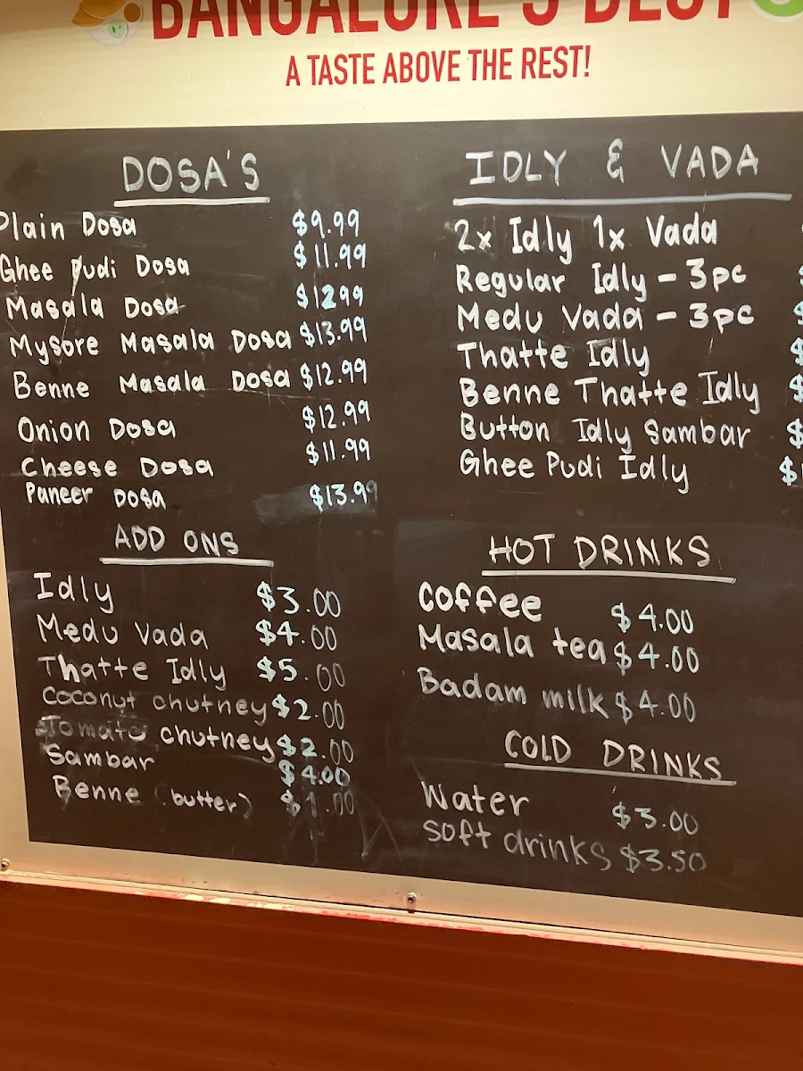 Menu, Bangalore's Best