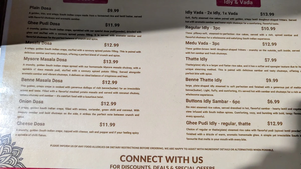 Menu, Bangalore's Best