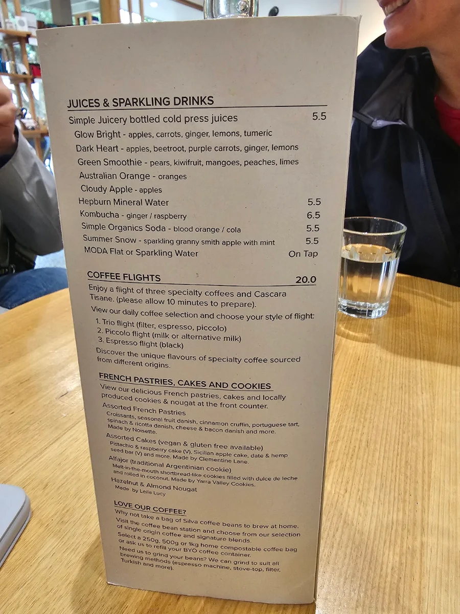 Menu, Silva Coffee Roasters