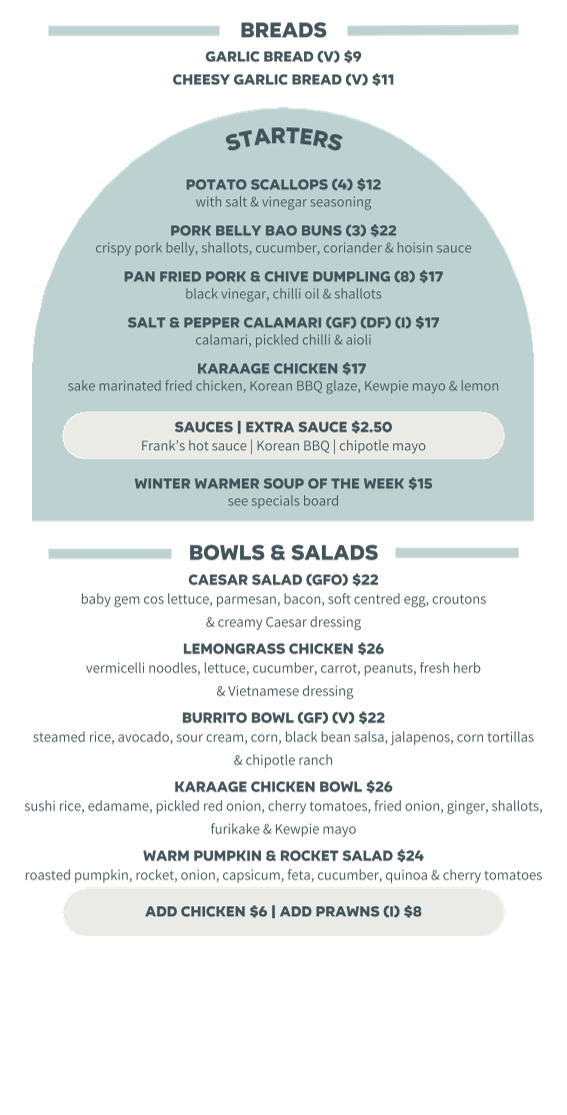Menu, North Nowra Tavern