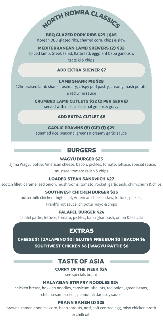 Menu, North Nowra Tavern