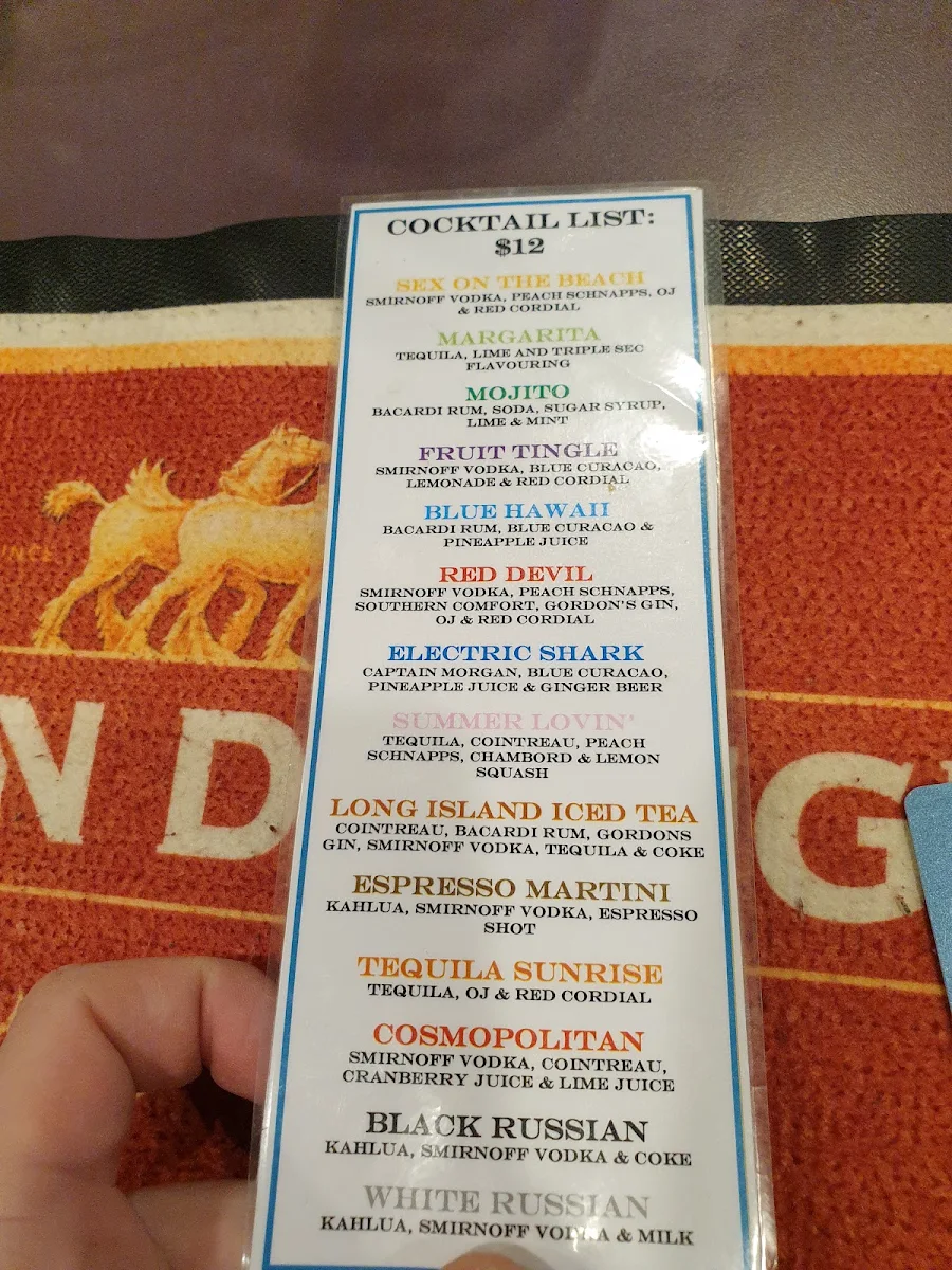 Menu, North Nowra Tavern
