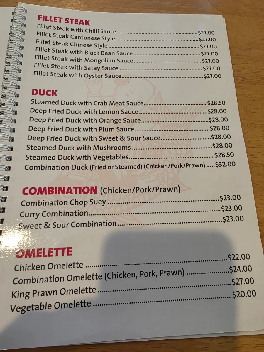 Menu, North China Restaurant