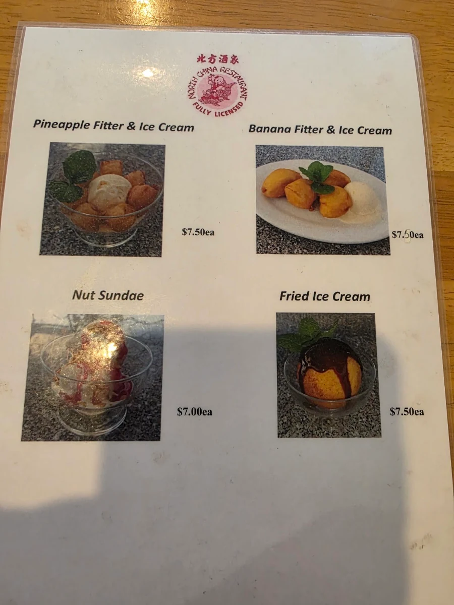 Menu, North China Restaurant