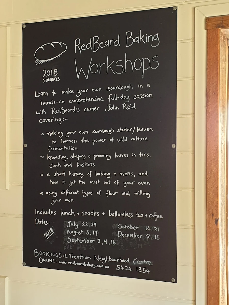 Menu, Trentham Bakery