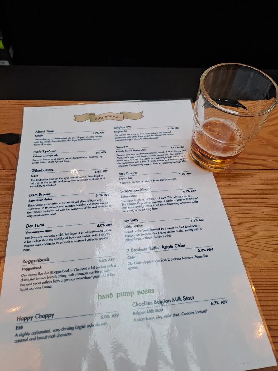 Menu, Biersal Brewery & Beerhall