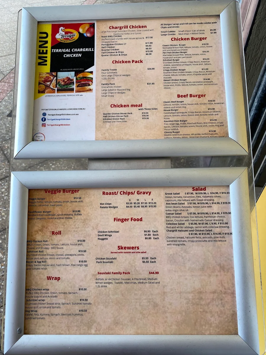 Menu, Terrigal Chargrill Chicken