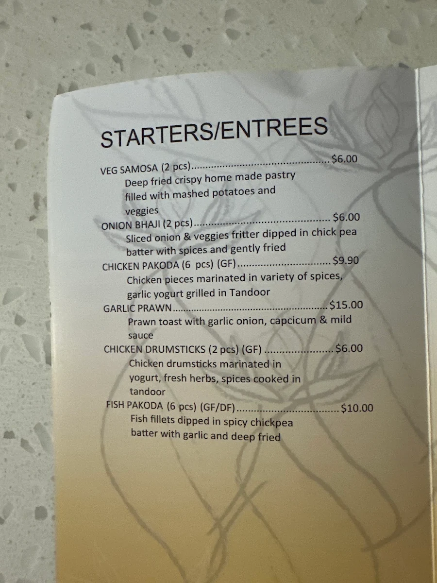 Menu, Choice of India