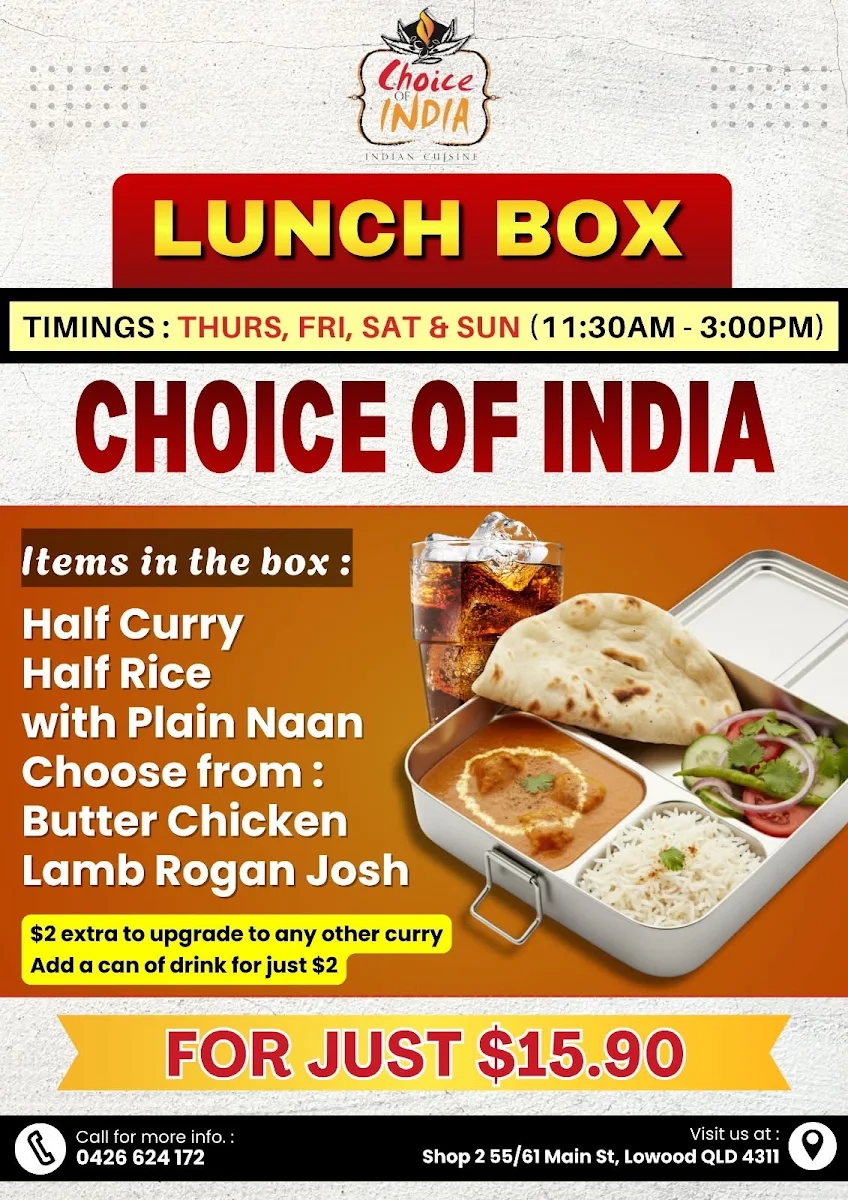 Menu, Choice of India