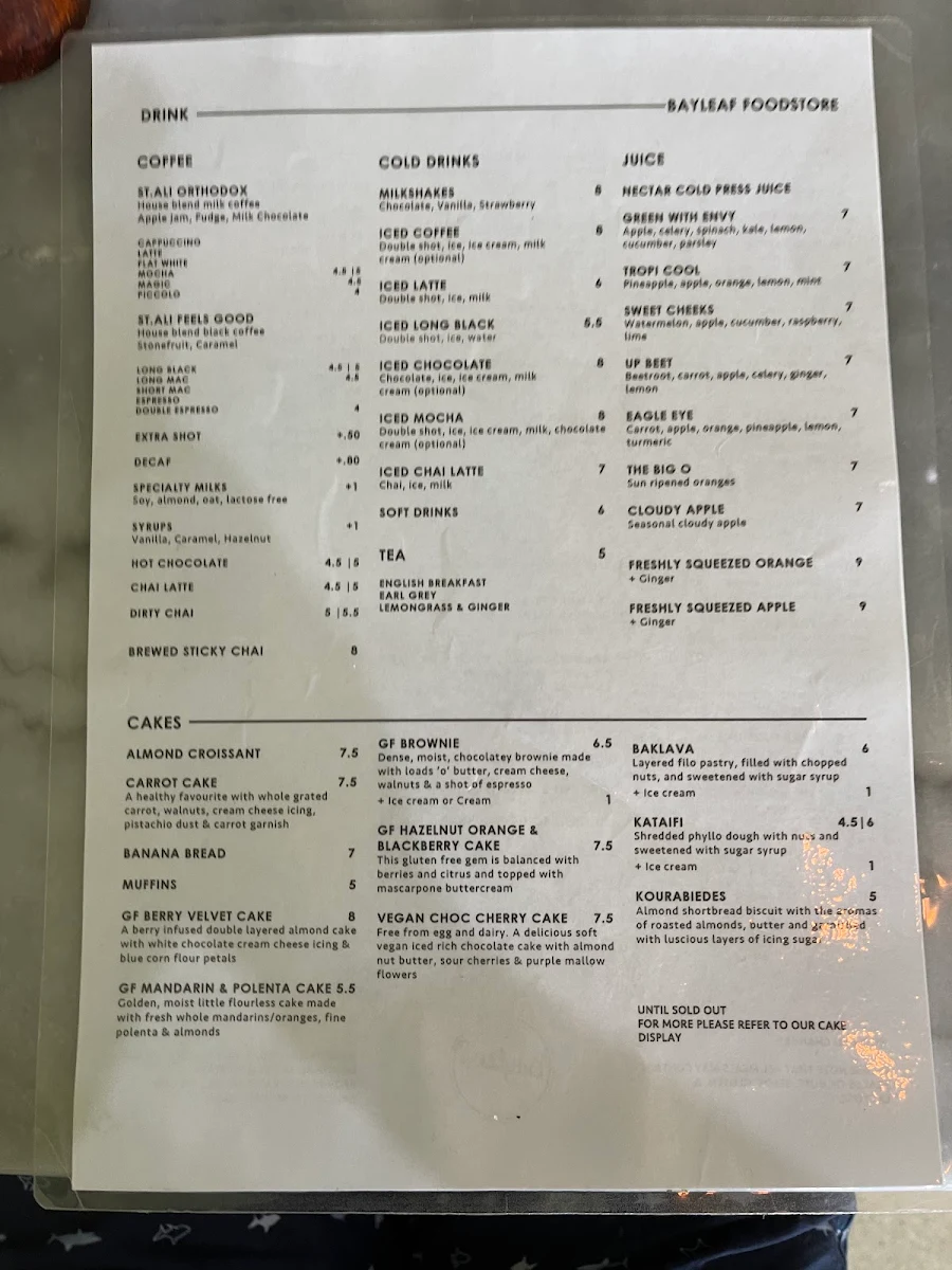 Menu, Bayleaf