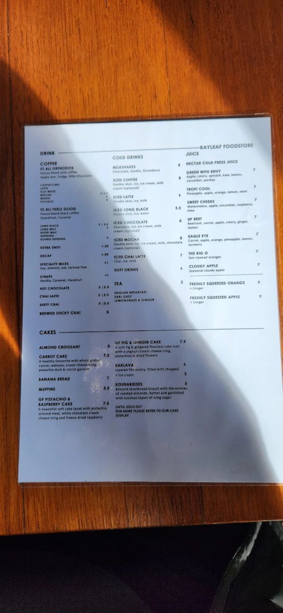 Menu, Bayleaf