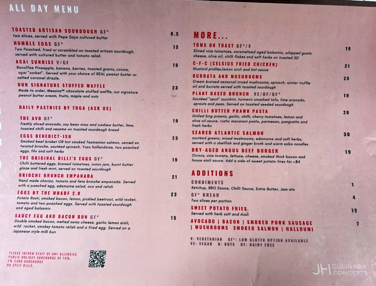 Menu, Celsius Coffee & Dining