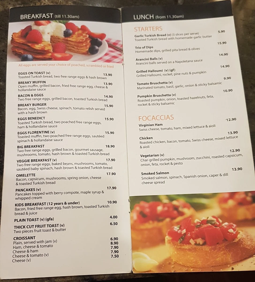 Menu, Doncho's Cafe