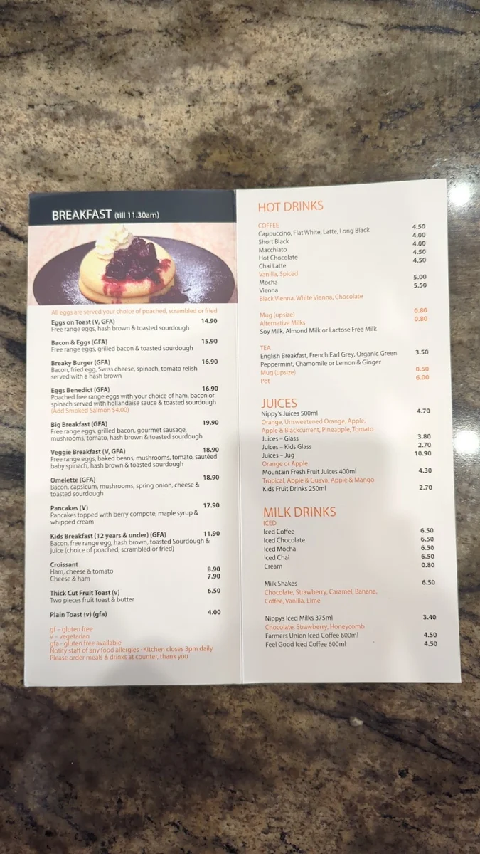 Menu, Doncho's Cafe