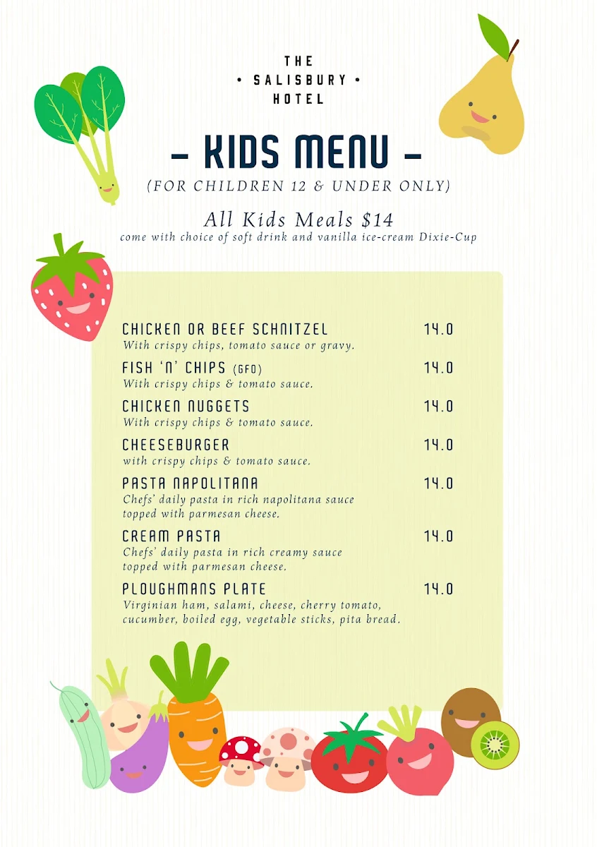 Menu, Salisbury Hotel