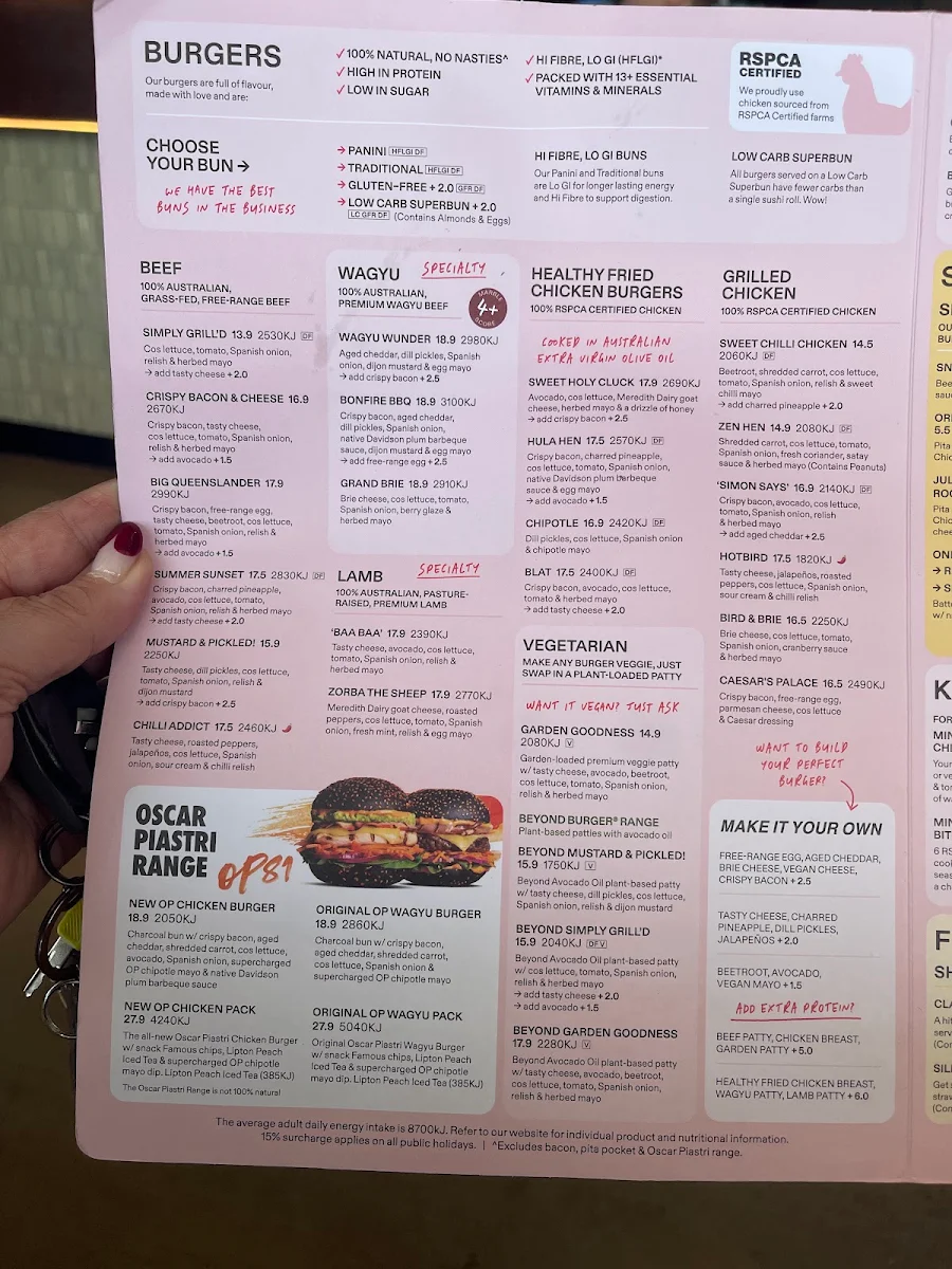Menu, Grill'd Burgers - Cannon Hill