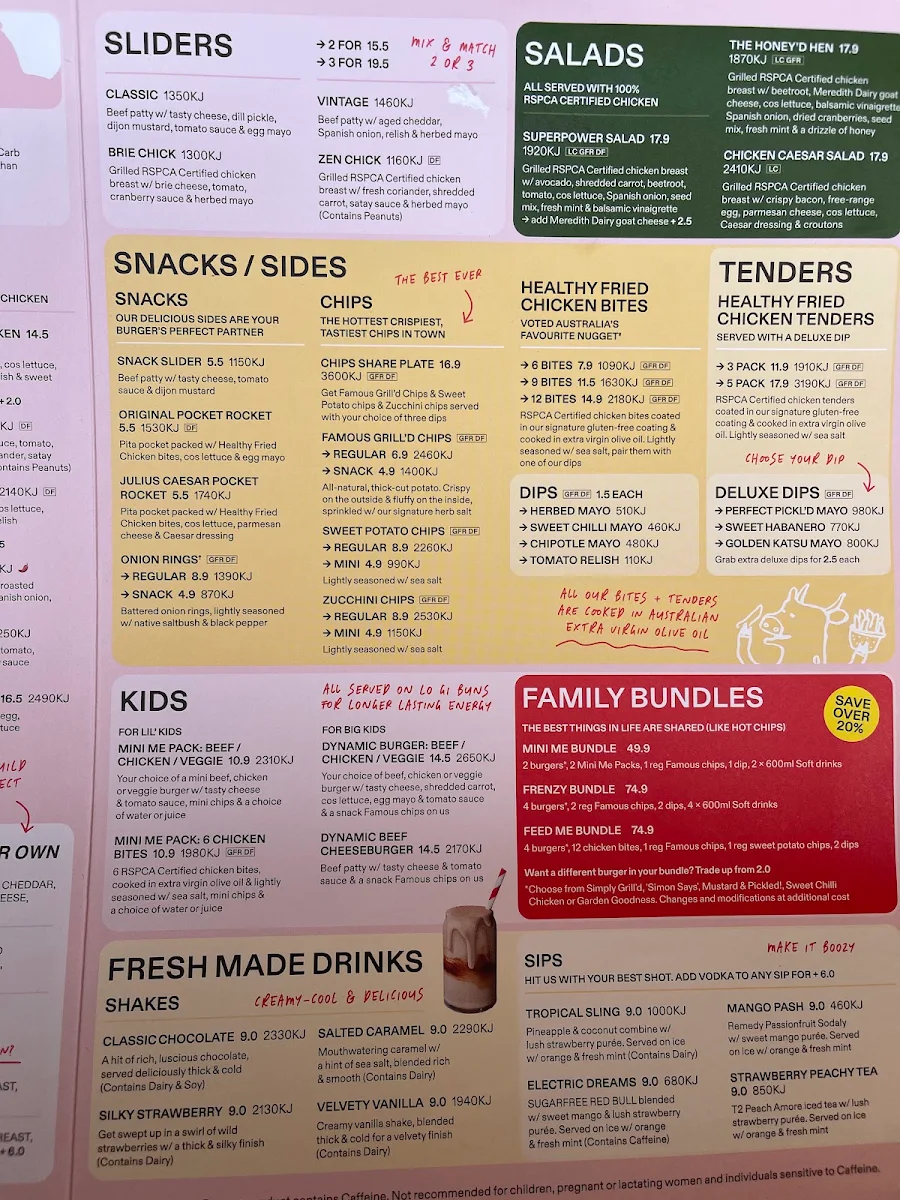 Menu, Grill'd Burgers - Cannon Hill