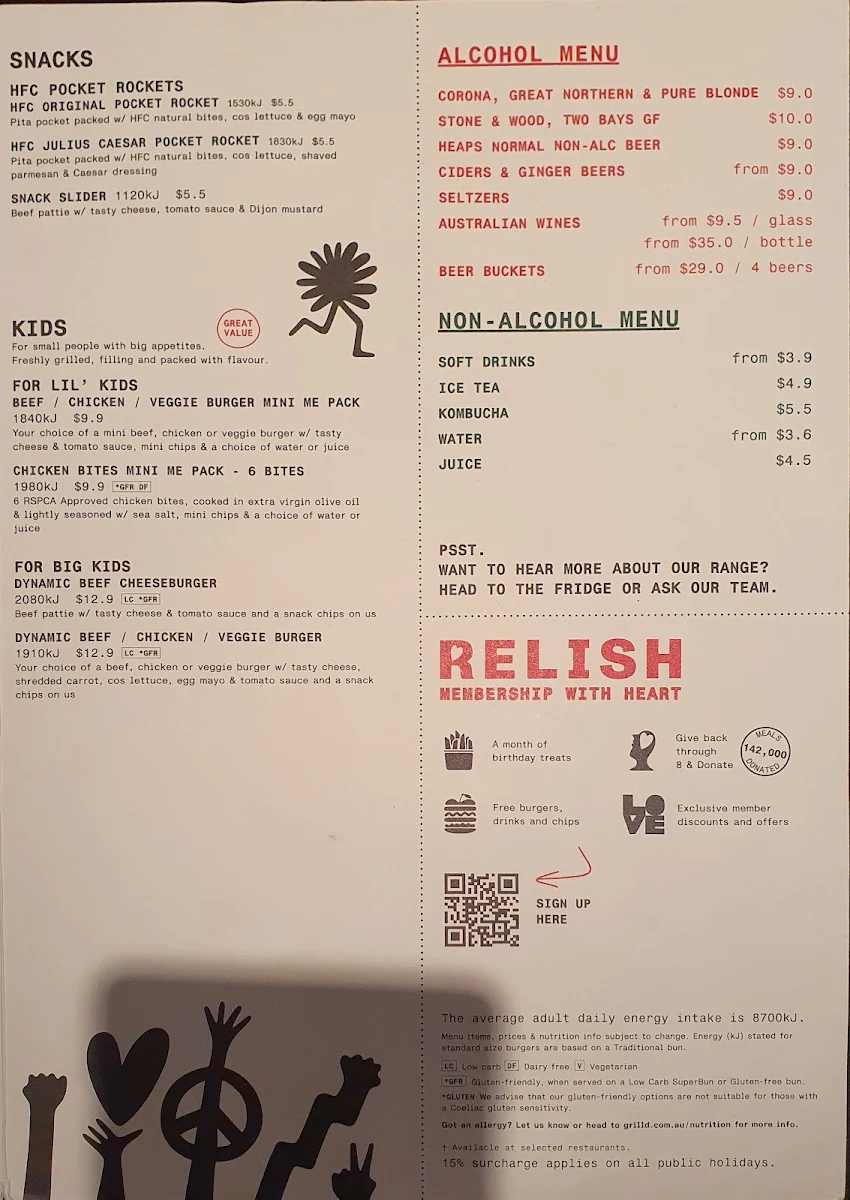 Menu, Grill'd Burgers - Cannon Hill