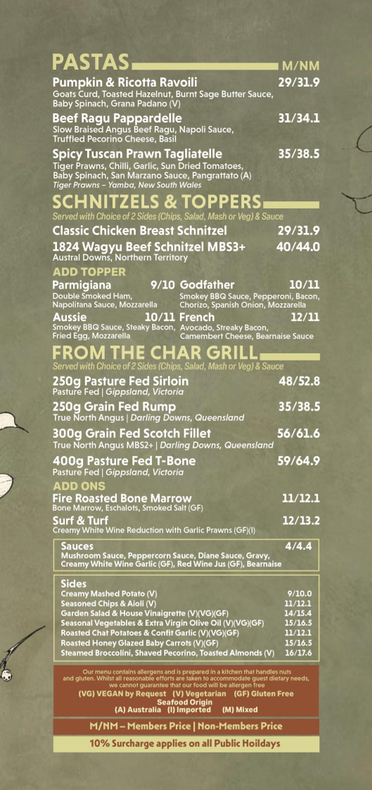 Menu, Chipping Norton Hotel