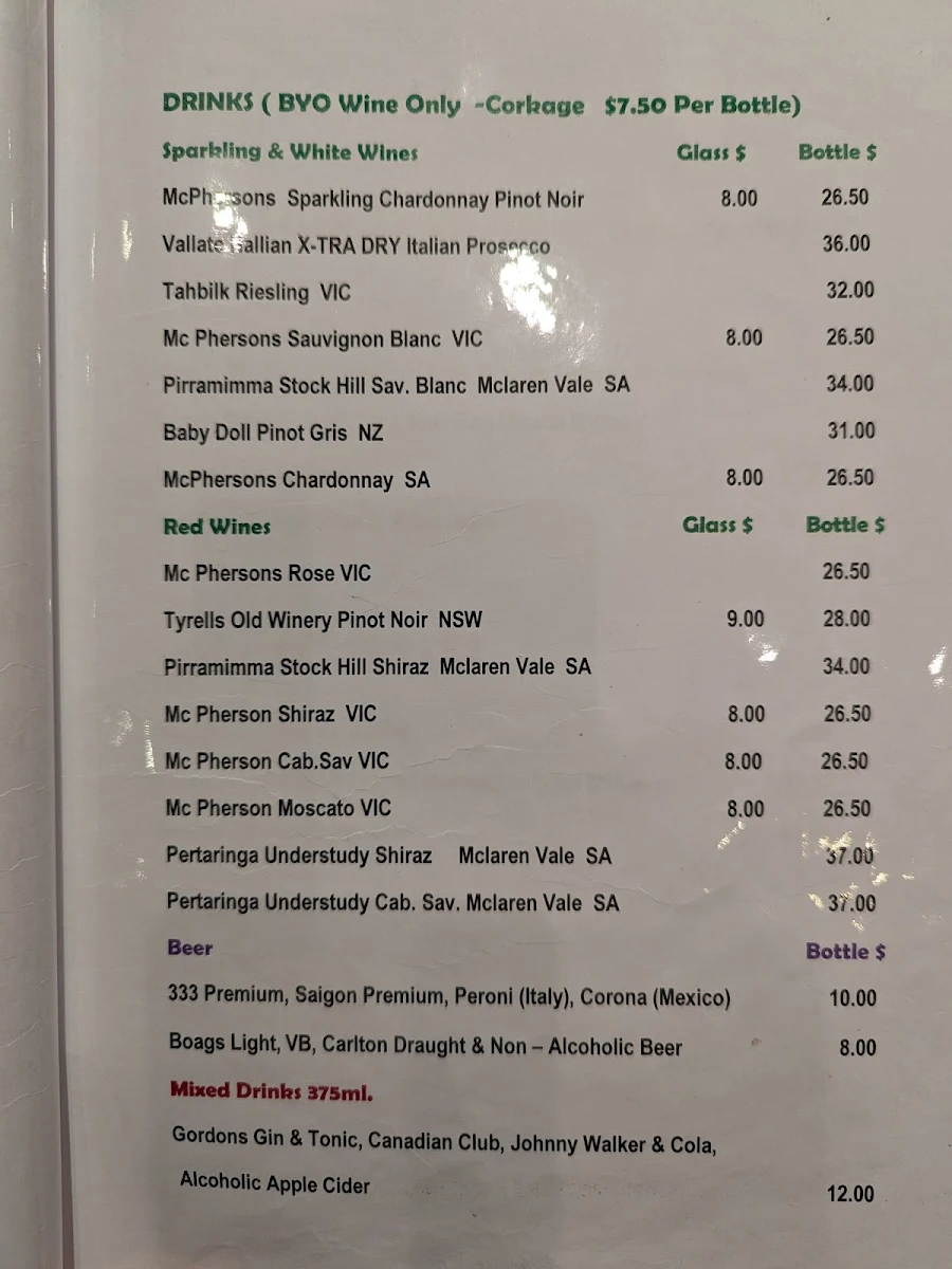 Menu, Little Vietnam 504