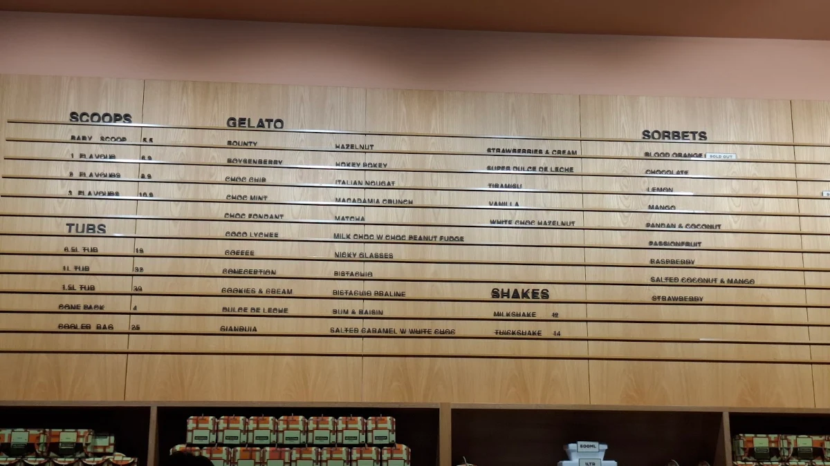 Menu, Gelato Messina Norwest