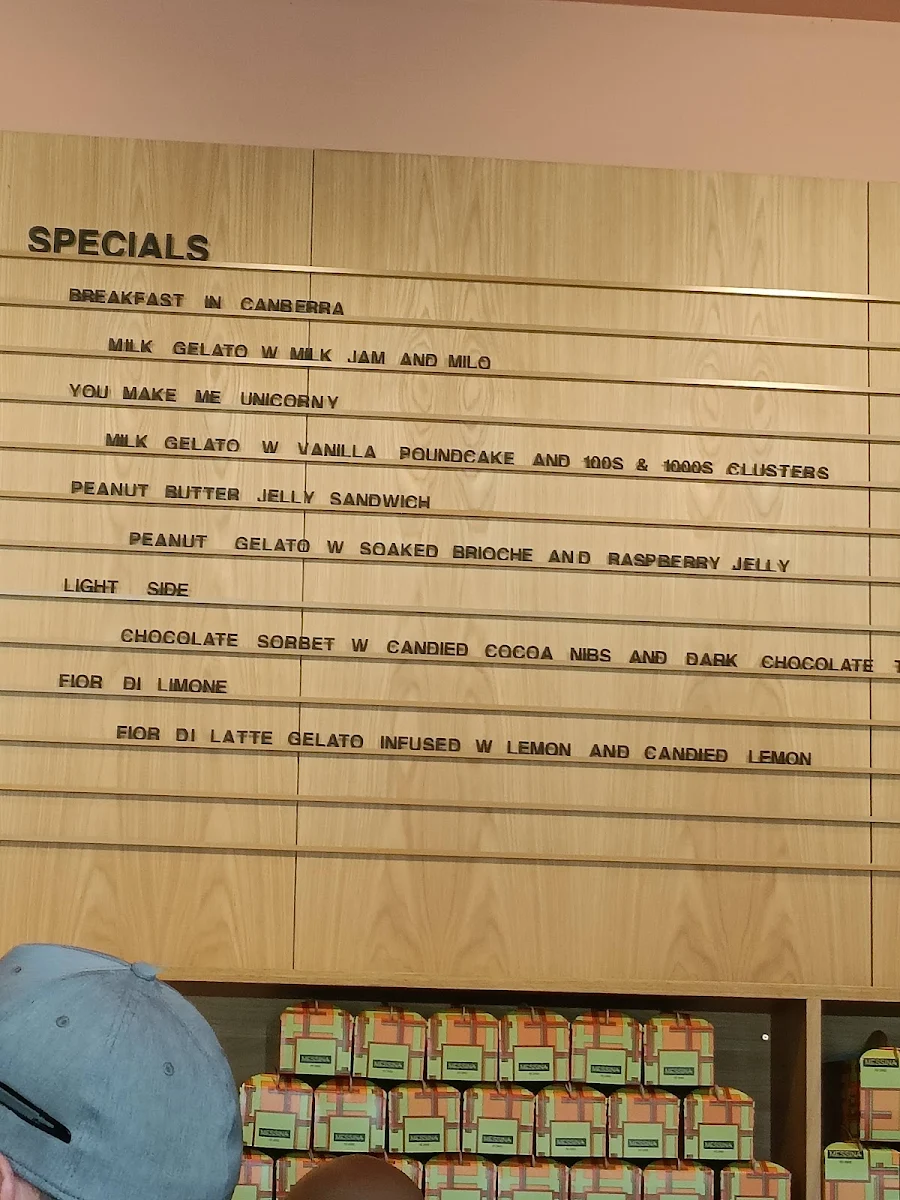 Menu, Gelato Messina Norwest