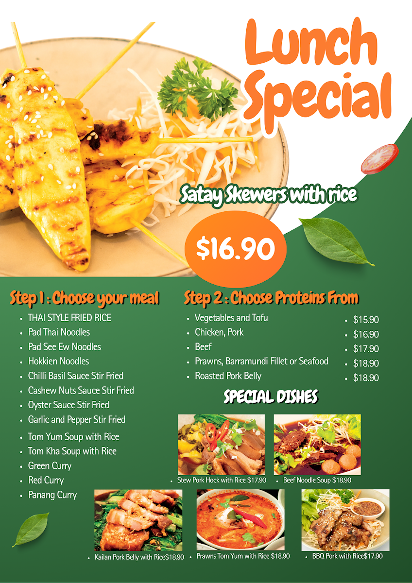 Menu, Thai Secret Restaurant