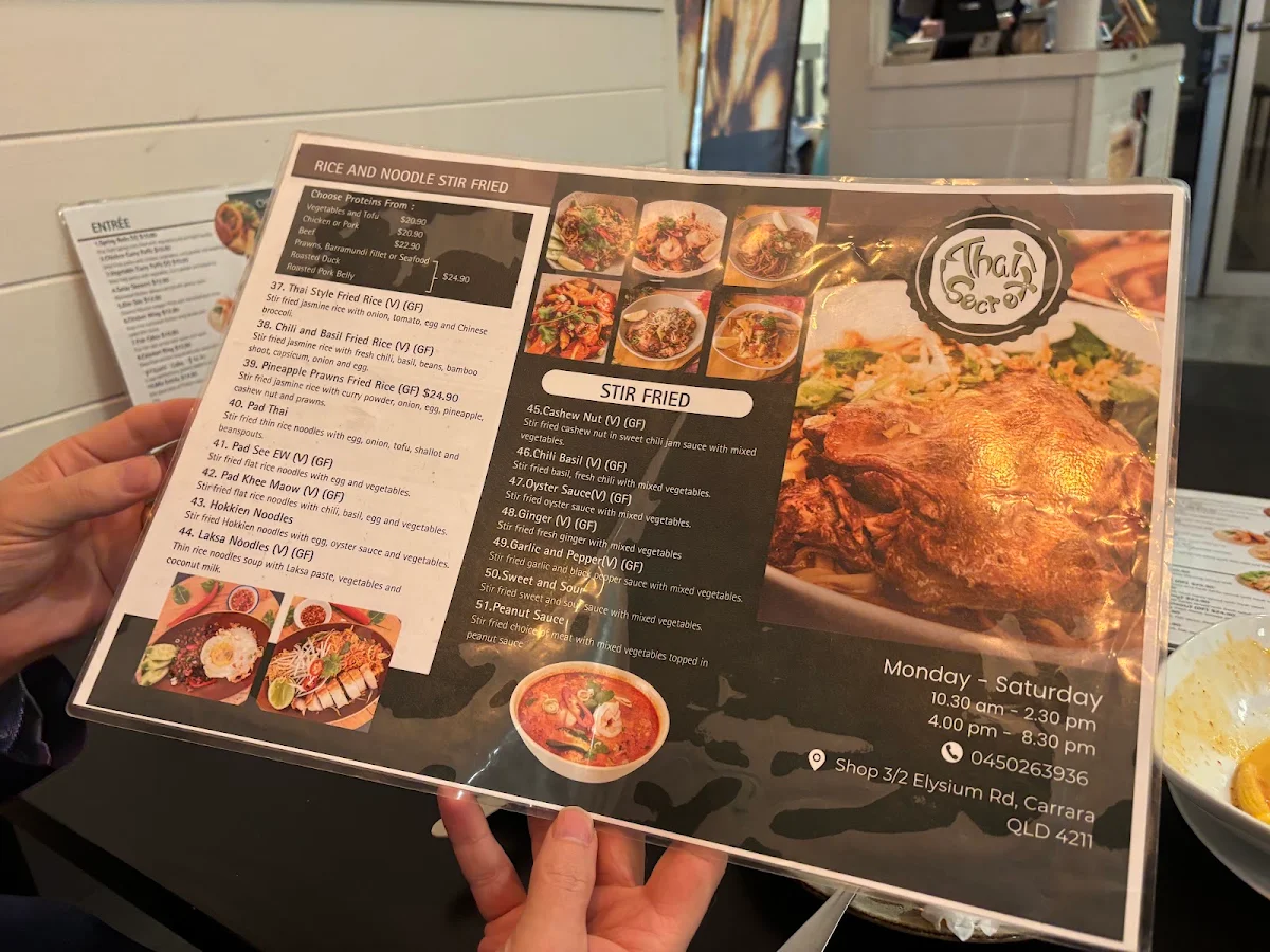Menu, Thai Secret Restaurant