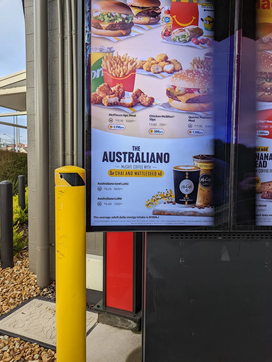 Menu, McDonald's Warrnambool Central