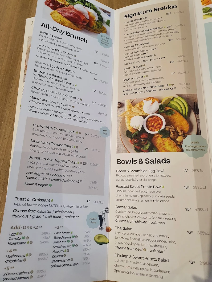 Menu, The Coffee Club