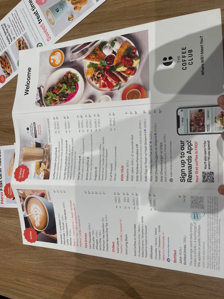 Menu, The Coffee Club