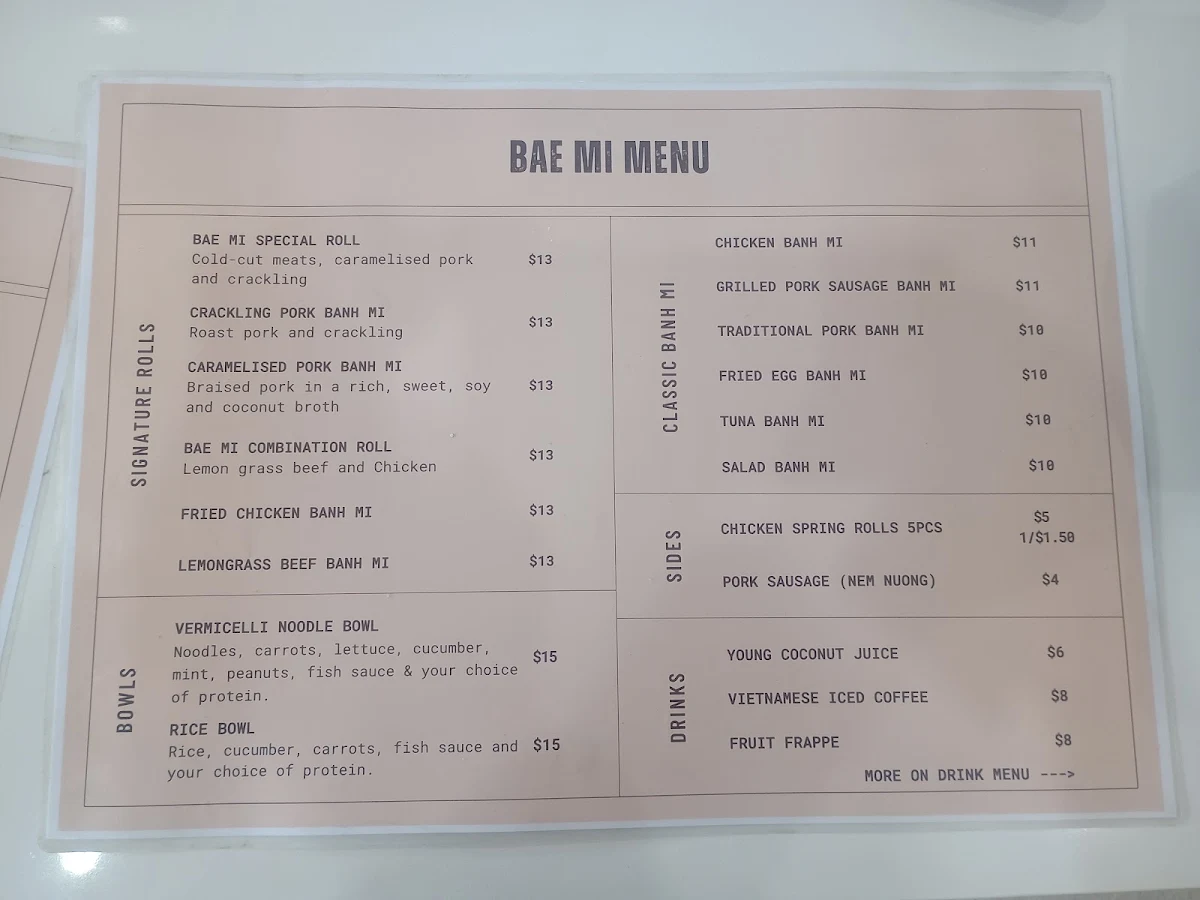 Menu, Bae Mi