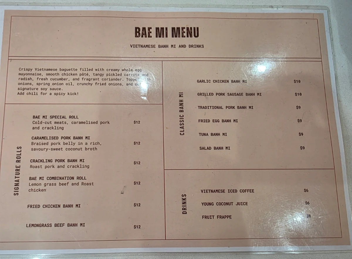 Menu, Bae Mi