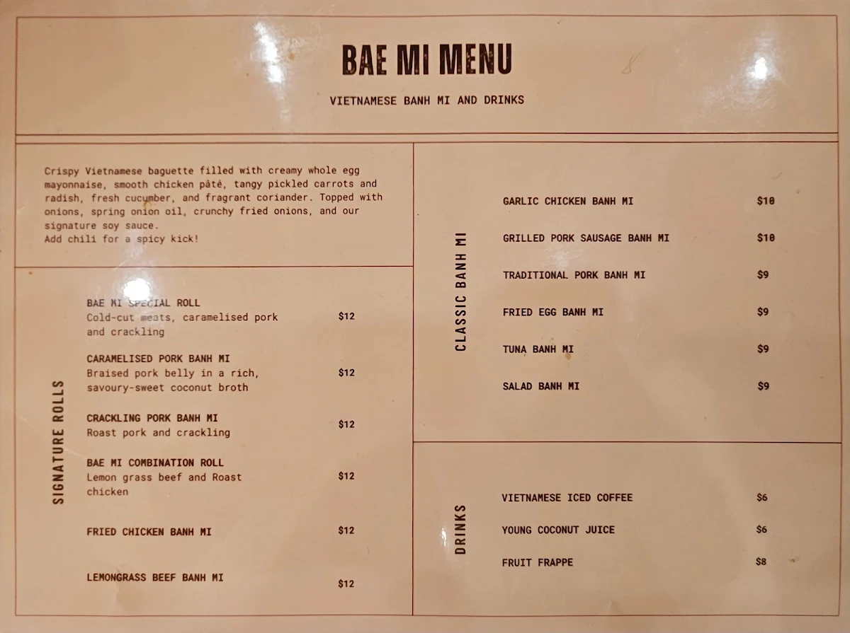 Menu, Bae Mi