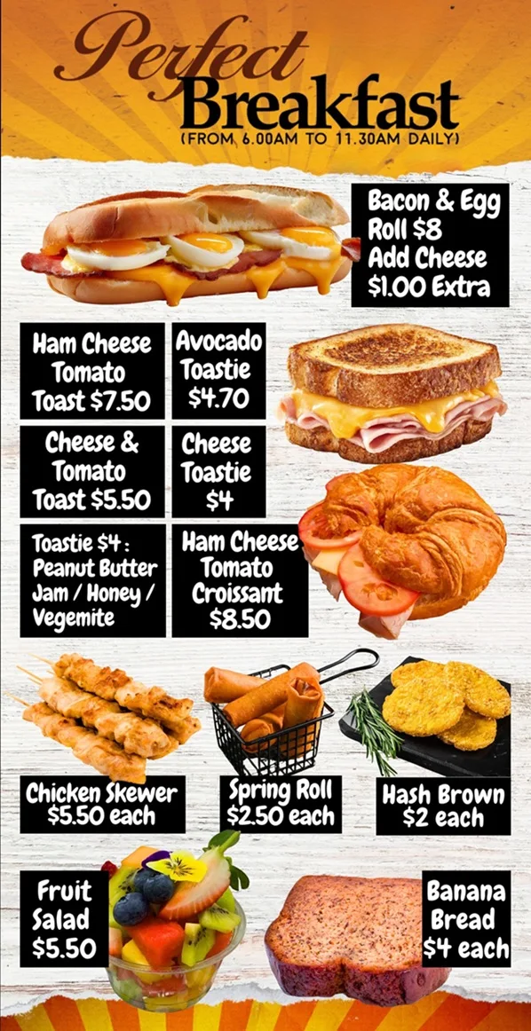 Menu, B & B'guette Cafe