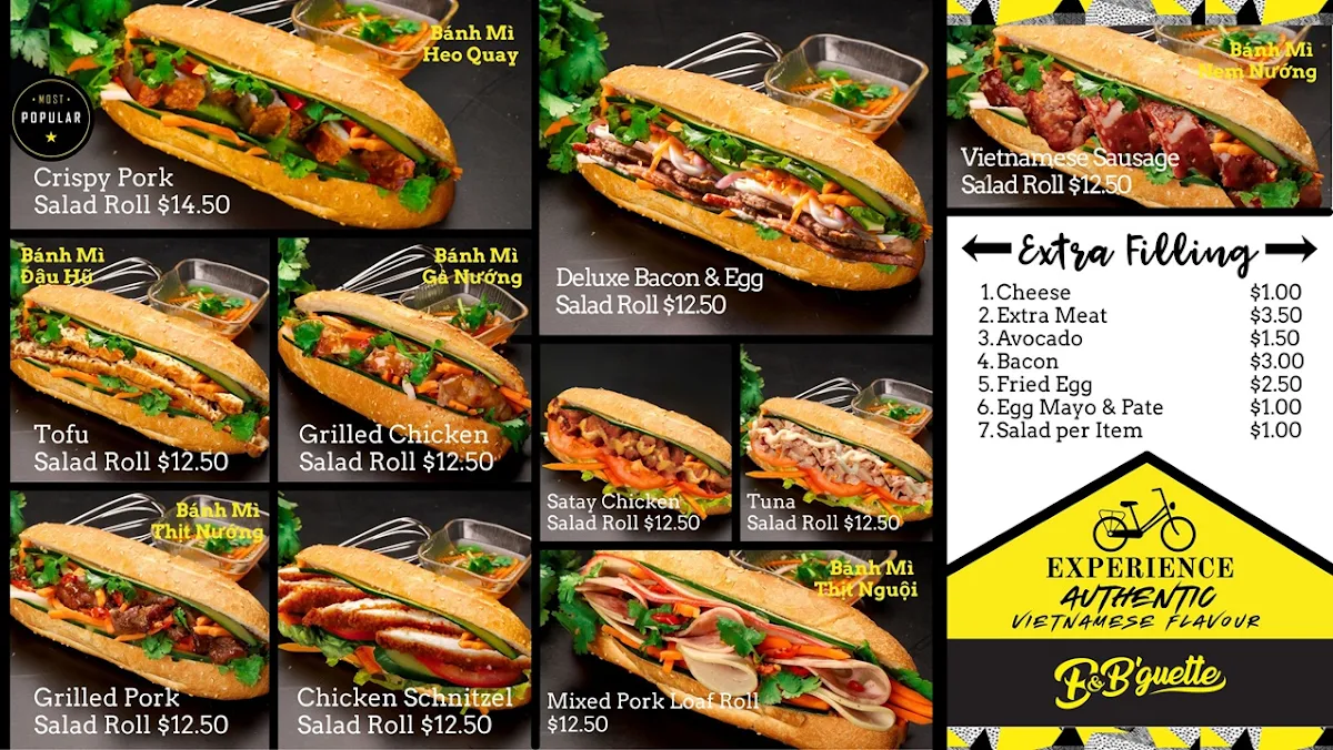 Menu, B & B'guette Cafe