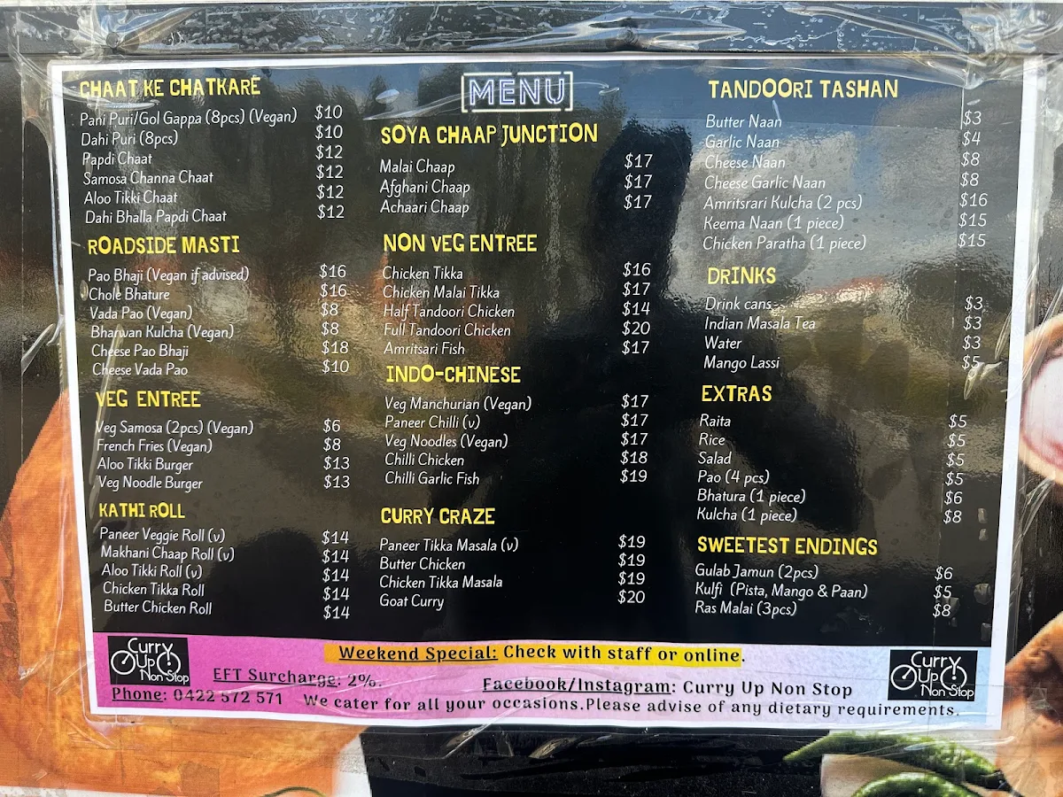 Menu, Curry Up Non Stop