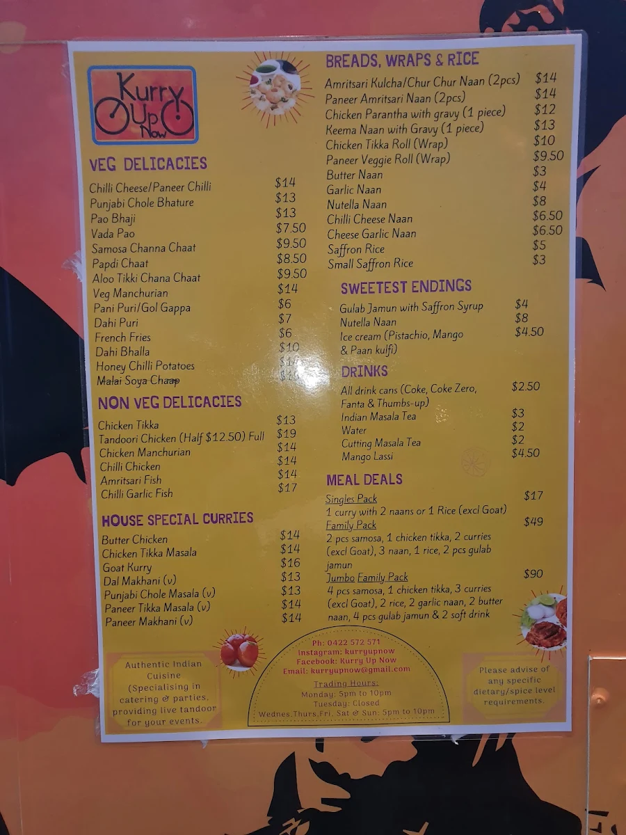 Menu, Curry Up Non Stop