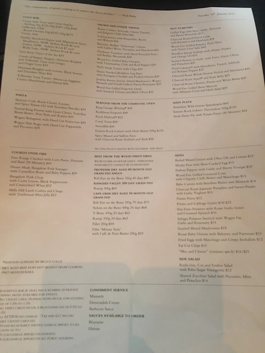Menu, The Riverview Hotel