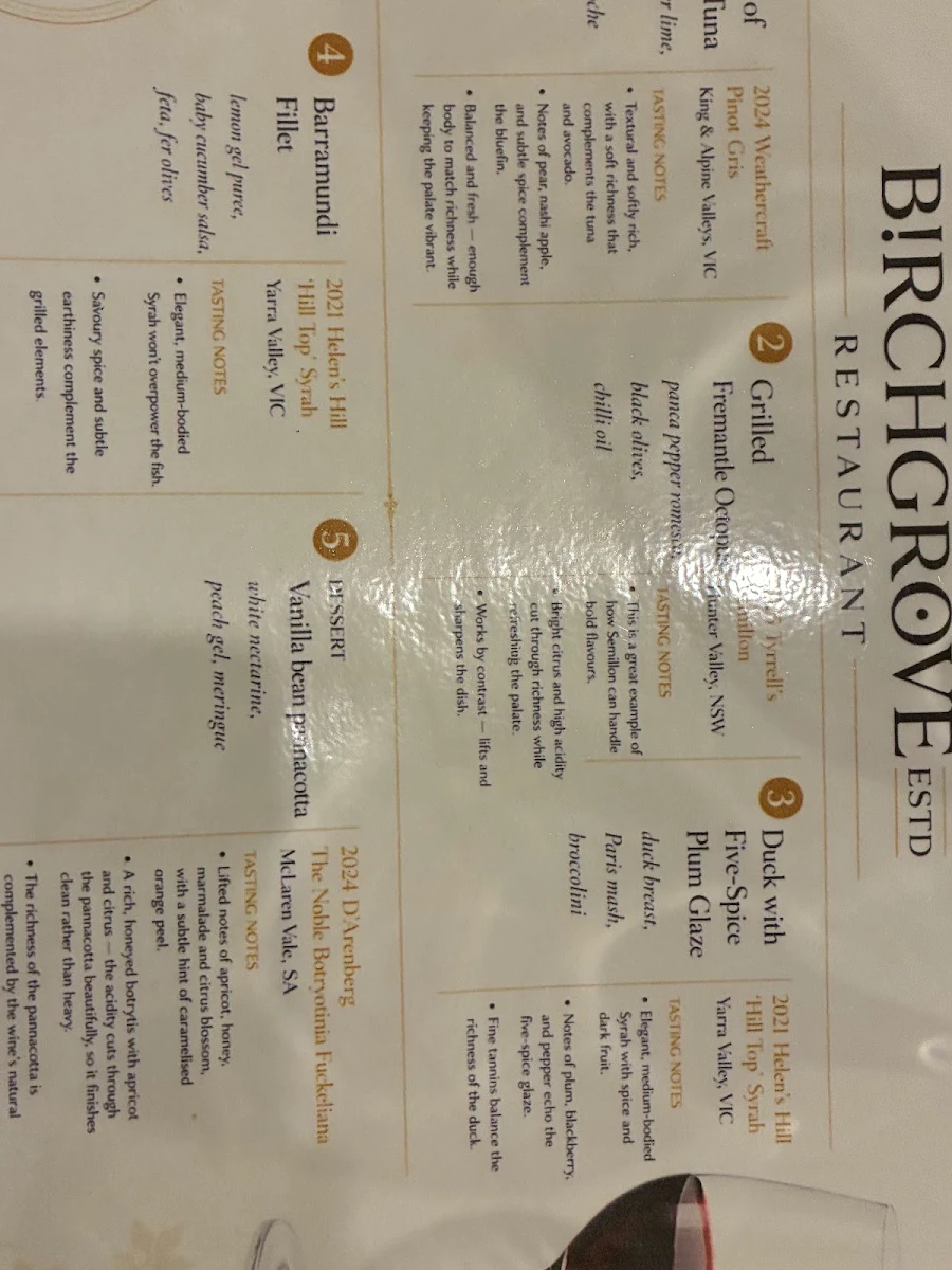 Menu, The Riverview Hotel