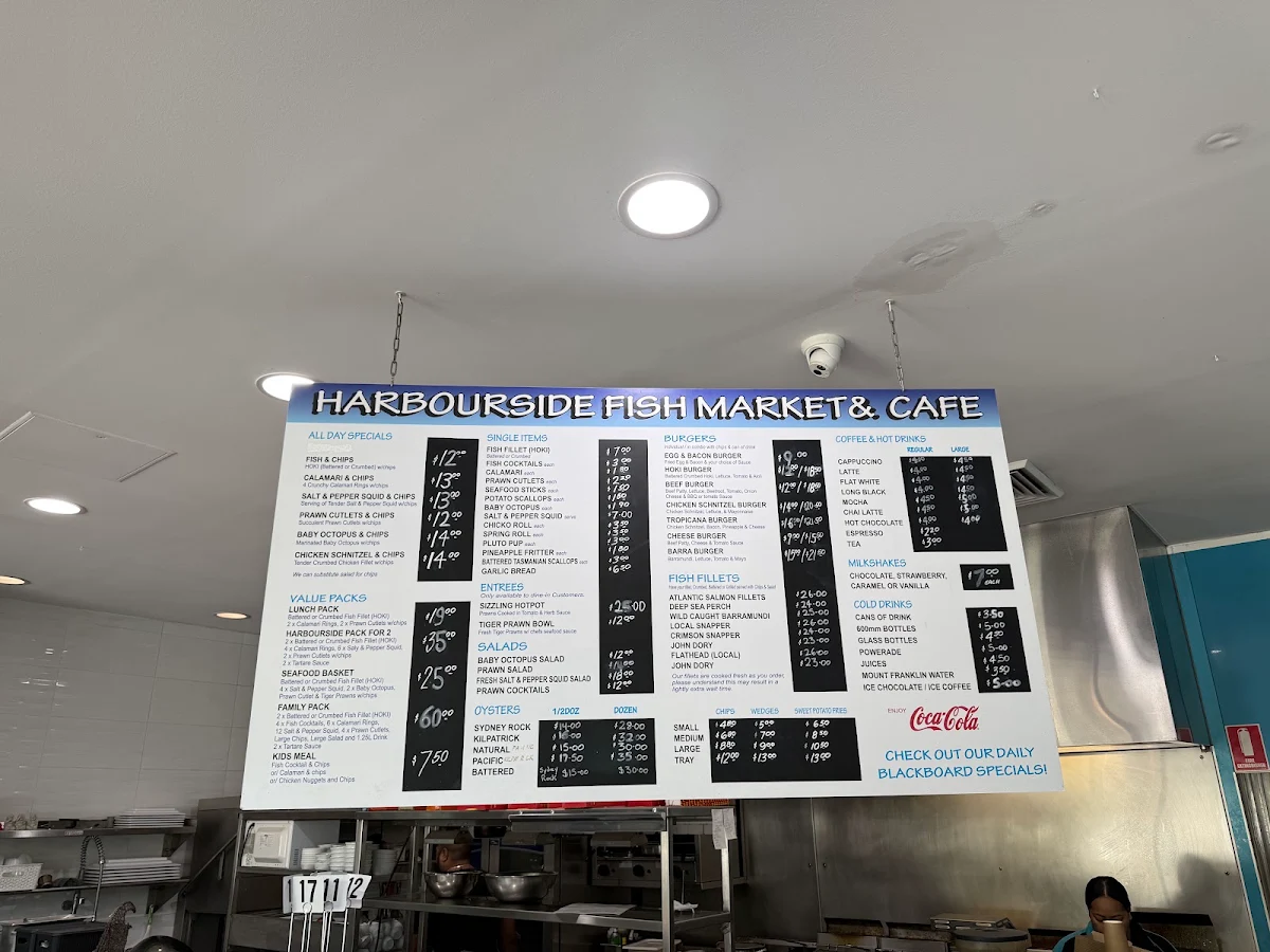 Menu, Harbourside Fish Market and Cafe