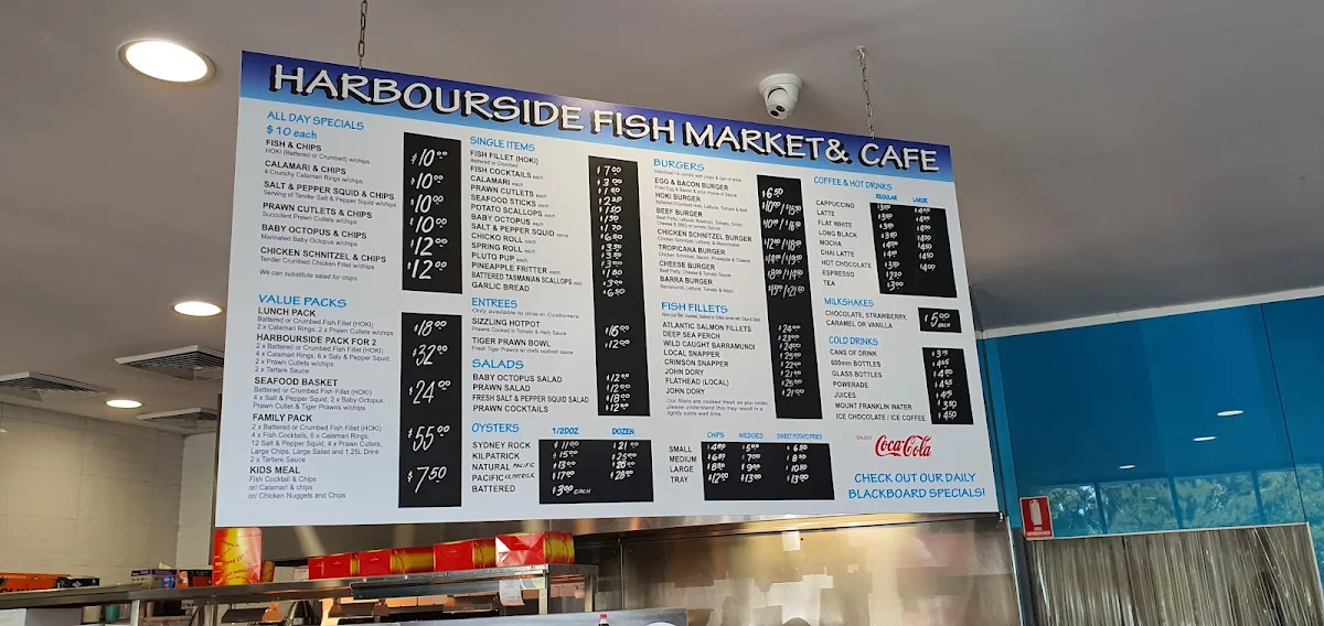 Menu, Harbourside Fish Market and Cafe