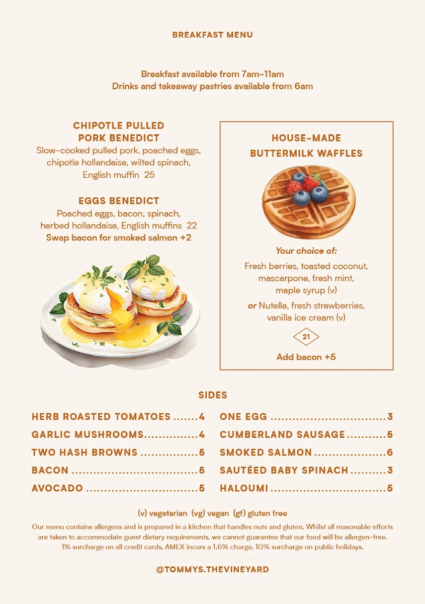 Menu, Tommy's Cafe