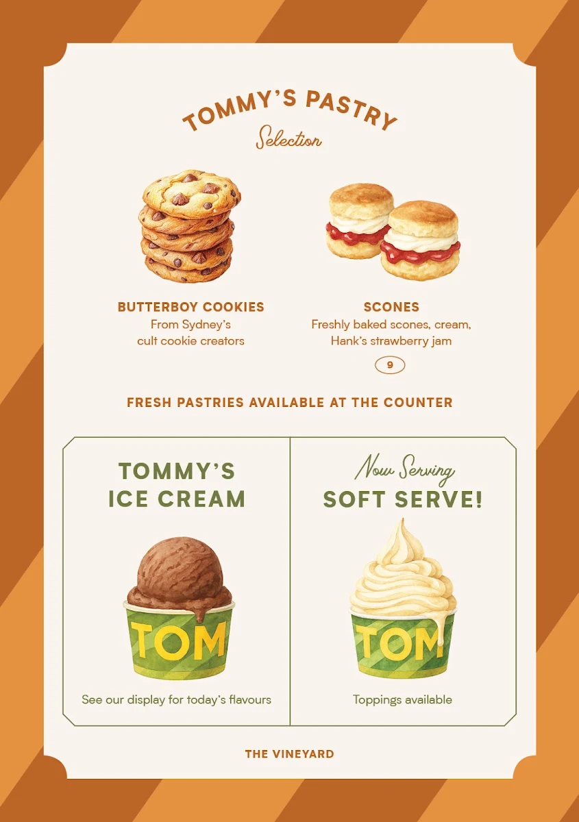 Menu, Tommy's Cafe